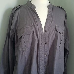 Grey button down blouse 1x